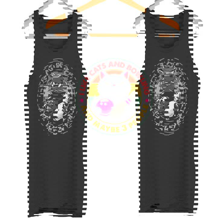 私は猫とボーリングが好きで、多分3人で面白い猫愛好家です タンクトップ