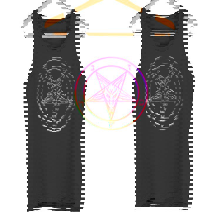美しいvaporwave サタニックペンタグラム レトログリッチ効果 タンクトップ