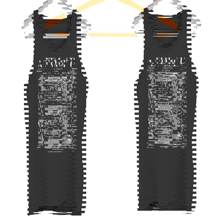 自動ピストル 拳銃 銃器 ヴィンテージガン 特許プリント タンクトップ