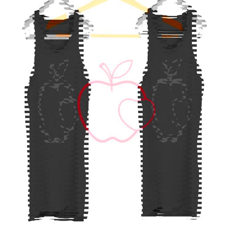 赤い りんご ハート ラインアート かわいい シンプル デザイン タンクトップ