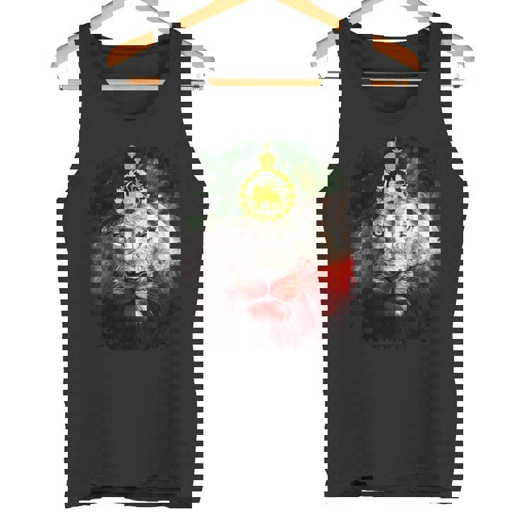 金色のライオンの頭が付いたイランの国旗。 タンクトップ