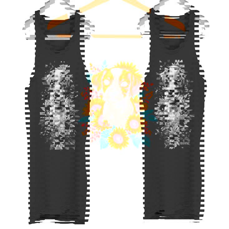 面白いtシャツ ジャックラッセルテリア ひまわり イヌ メンズ グッズ かわいい おもしろ 面白い 服 ネタ タンクトップ