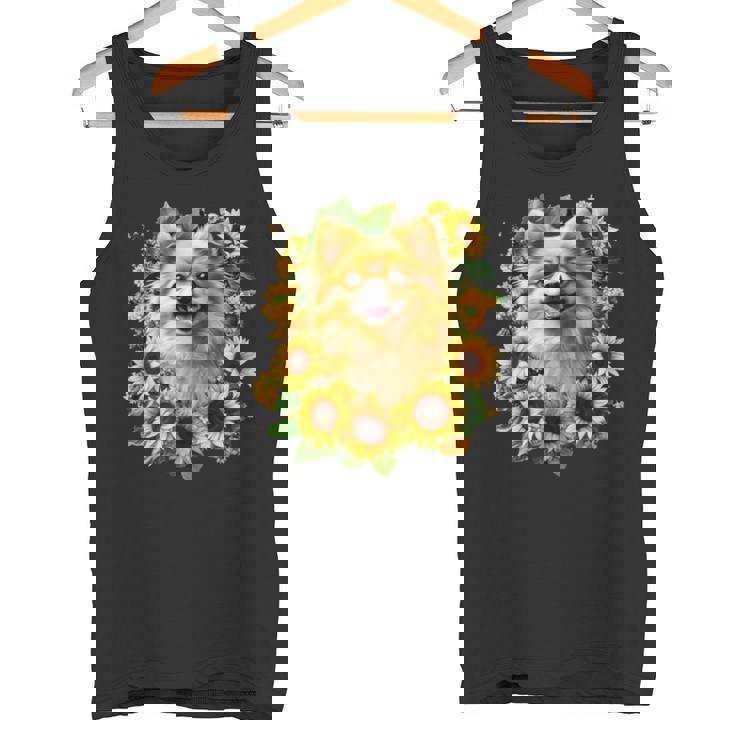 面白いtシャツ ポメラニアン ひまわり わんこ メンズ 犬好き グッズ かわいい おもしろ 面白い 服 ネタ 長袖tシャツ タンクトップ