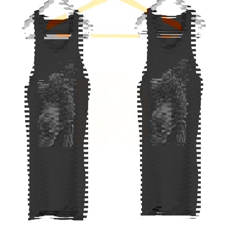 面白いおさるの犬 ブラック スタンダードプードル タンクトップ