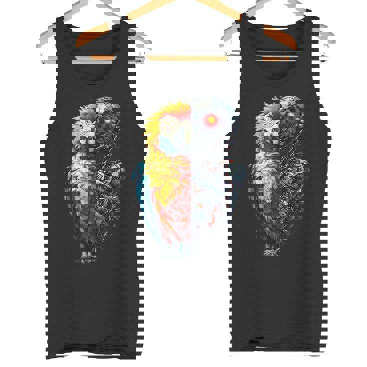 面白いオウムロボット動物愛好家サイボーグオウムロボット Robot Parrot Lover Cyborg Ai タンクトップ