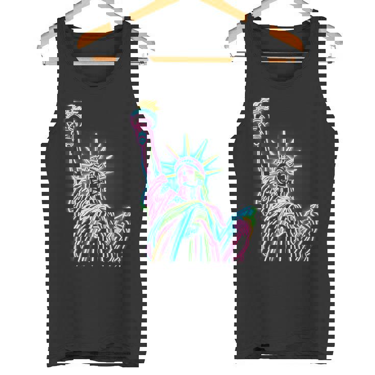 鮮やかな自由の女神tシャツ カラフルなアイコン タンクトップ