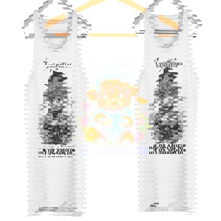 Cute Graduation Highland Cow Holding Diploma T Shirt Tank Top