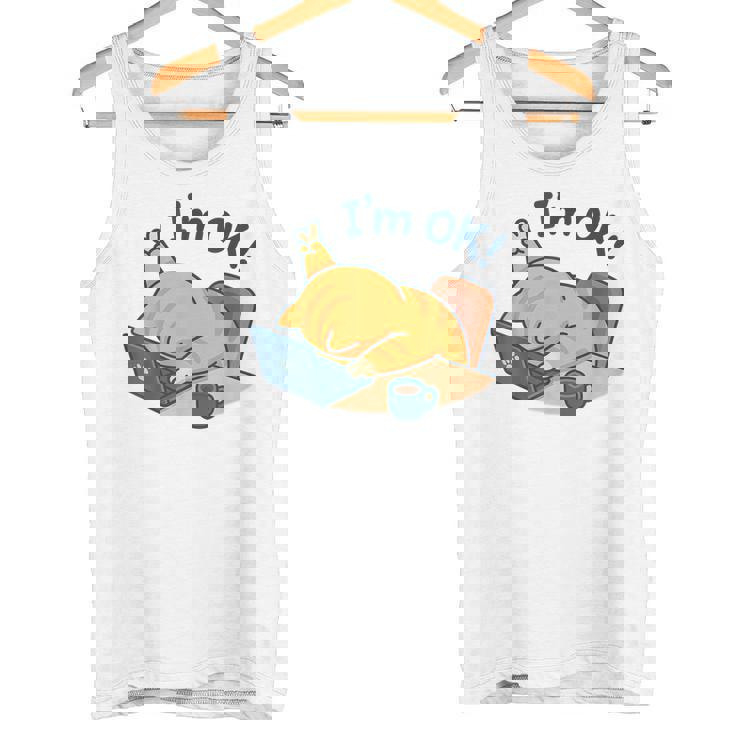 I'm Ok おかしな猫 在宅勤務 コーヒーミーム タンクトップ