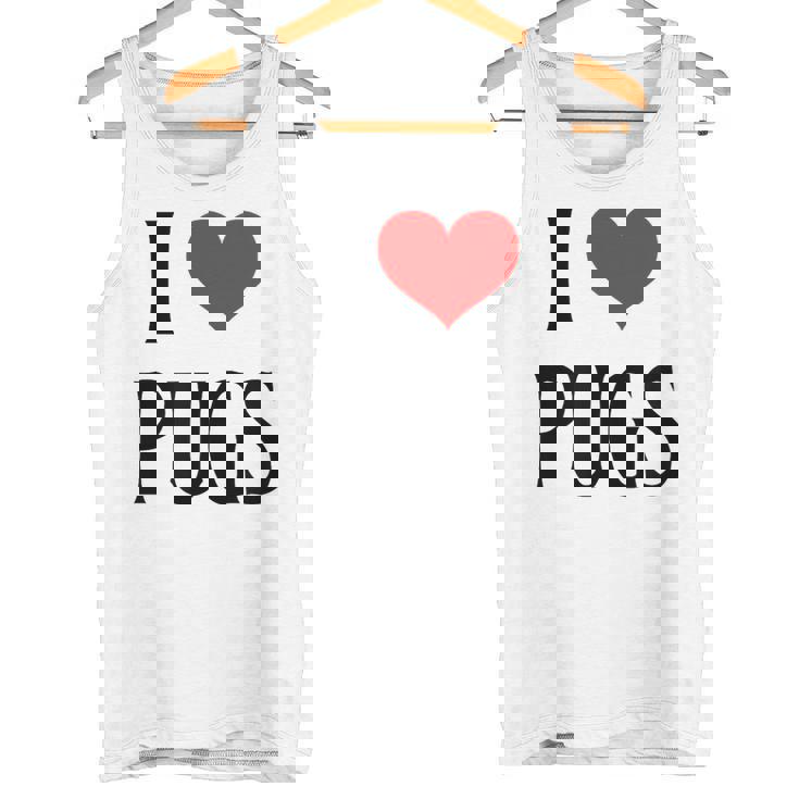 I Love Pugs I Heart Pugs Dog Lover Pet Puppy Dog Pug タンクトップ