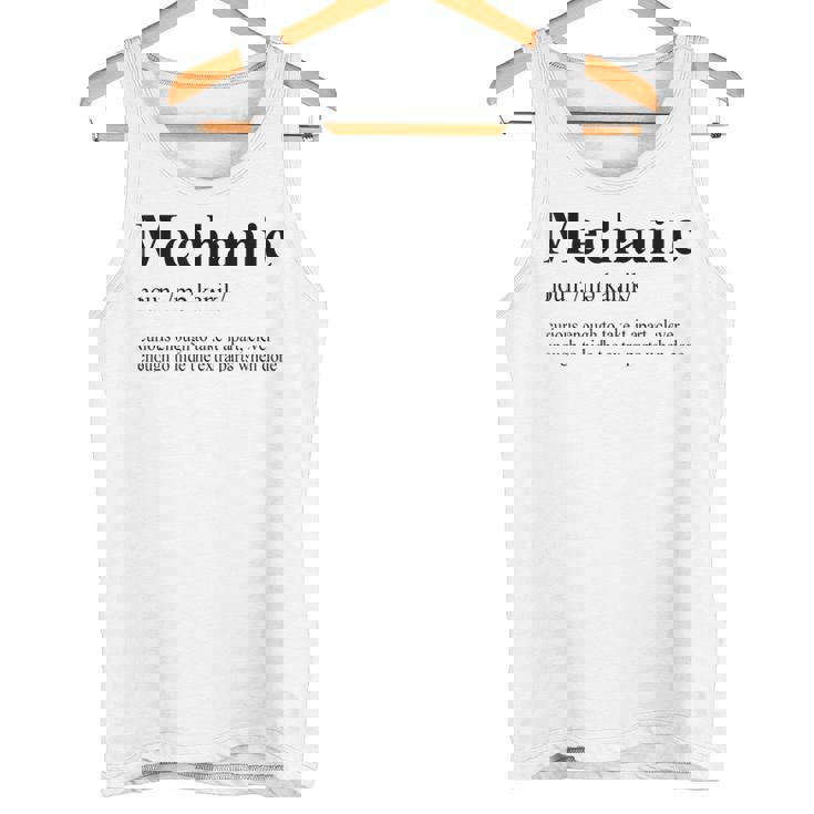 Mecánico Diccionario Definición Mecánico T Camiseta sin mangas