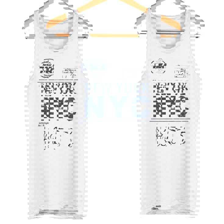 Nyc New York ヴィンテージ 航空会社タグ エアライナー フライングトラベル 長袖tシャツ タンクトップ