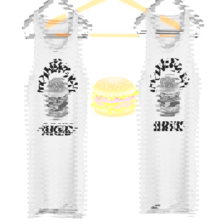 Powered By Burgers ファーストフード愛好家 面白いビーフバーガー タンクトップ
