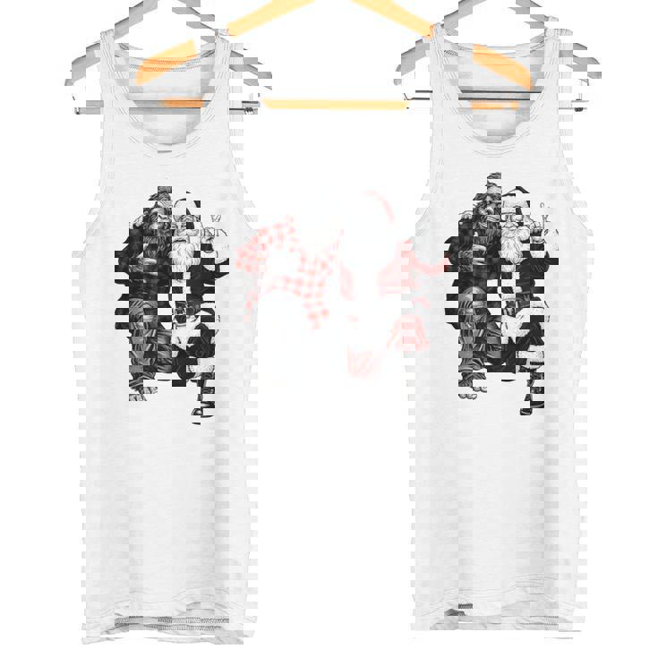 Santa And Bigfoot Rock Christmas Sasquatch Believe Tank Top