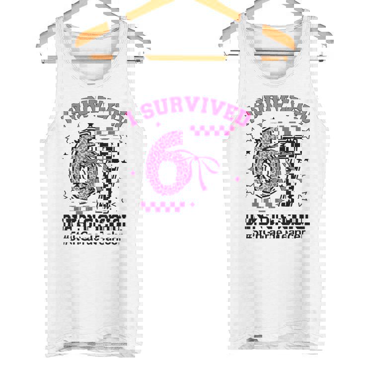 I Survived 67 Days Leopard Checkered 6 7 5th Grade Teacher Tank Top