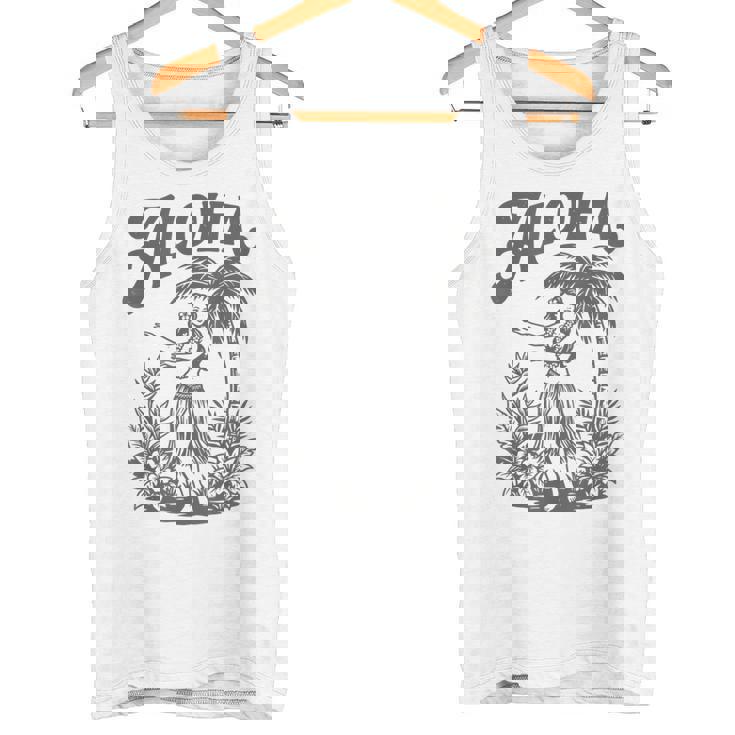 アロハ レトロ ハワイ ヤシの木 ルアウ ダンサー シルエット トロピカル タンクトップ