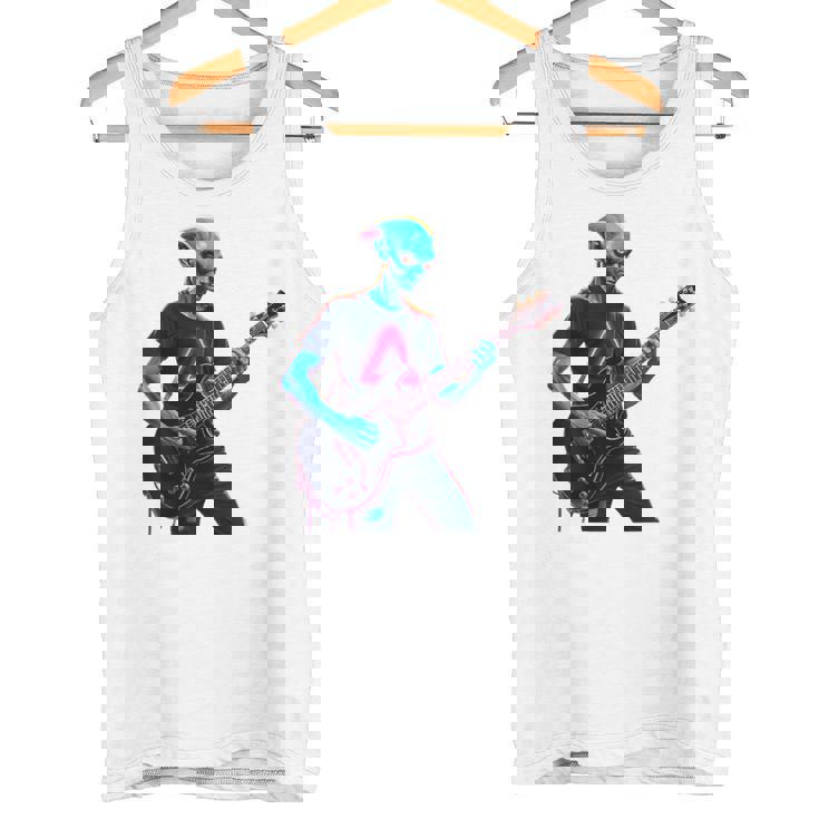 バックプリント ギタリスト エイリアン グラフィック ギター エイリアン ギタリスト タンクトップ