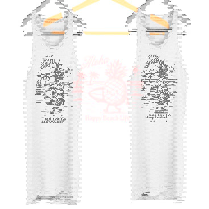 サーフィン パイナップル レトロ ビーチ ヤシの木 トロピカル 美学 タンクトップ