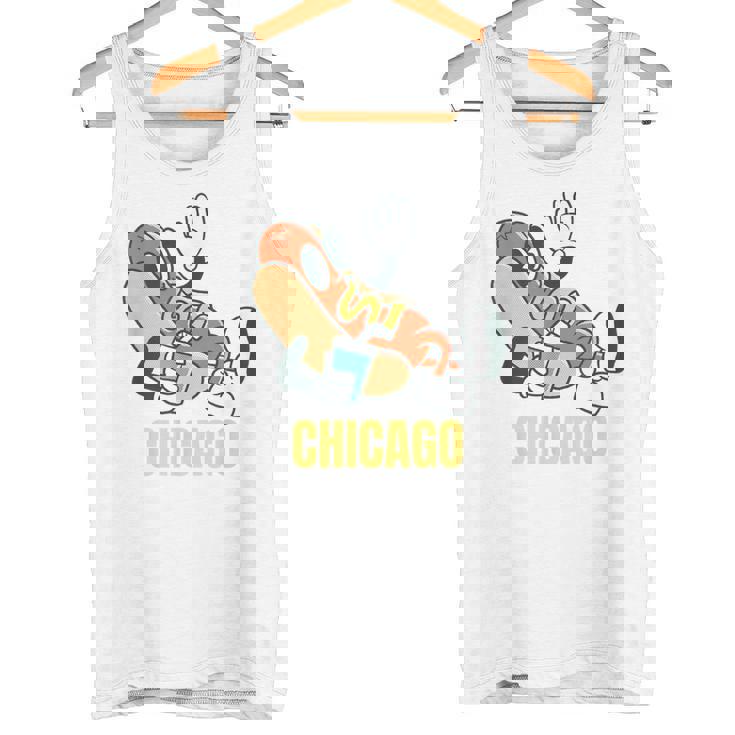 シカゴホットドッグ ストリートフード ホットドッグ マスタード付き タンクトップ