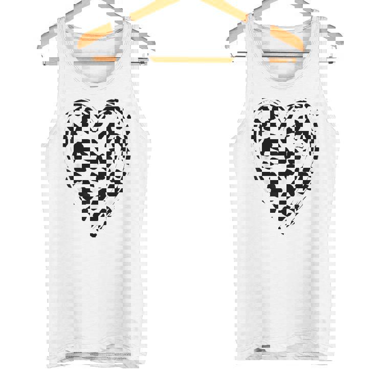 シックなハートプリントの牛柄。 タンクトップ