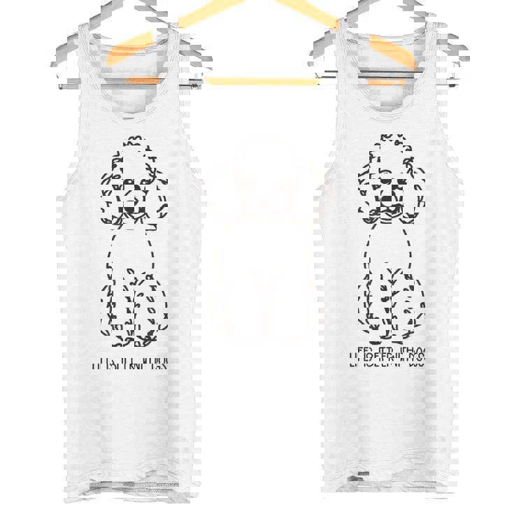 トイ プードル シルエット ラインアート 犬がいると人生はもっと楽しい デザイン タンクトップ