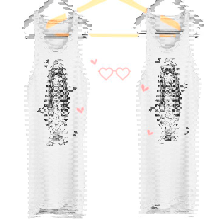 バセットハウンド ハートグラス バレンタインデー 犬 ママ タンクトップ