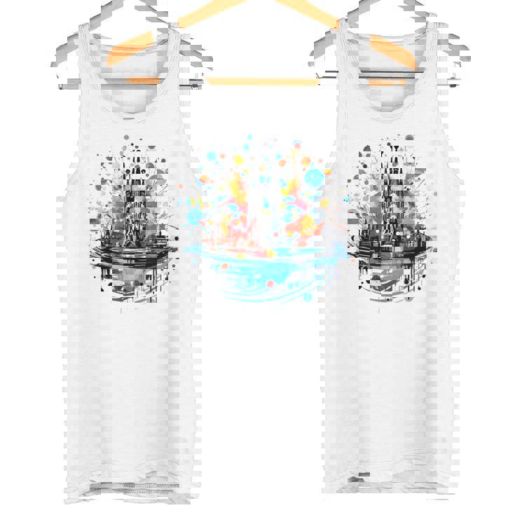 バルセロナのサグラダ ファミリアの美しいイラスト タンクトップ