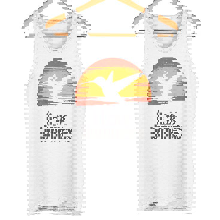 レトロ ヴィンテージ サンセット 2024 I Love Hummers コリブリ ハチドリ タンクトップ