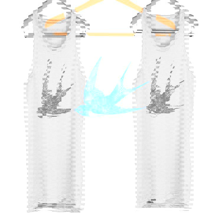 古びたツバメの青い鳥 シルエット 鳥 鳥 イラスト タンクトップ