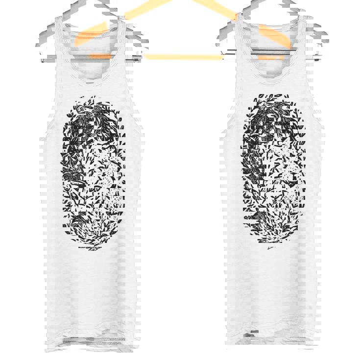 天の陰陽狐 太陽と月 ボーホーウッドランドアート タンクトップ