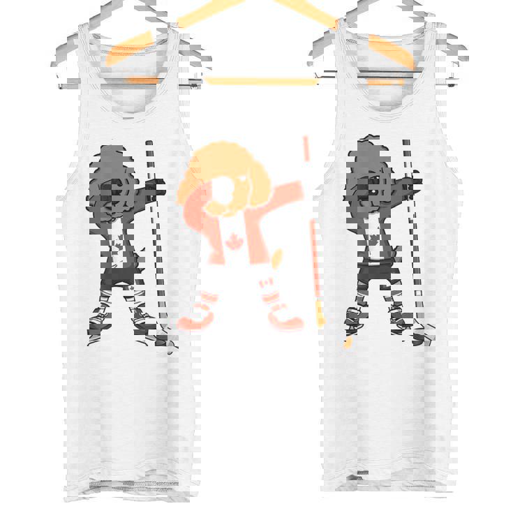 愉快なダビングプードル カナダ アイスホッケーファン ウィンタースポーツ タンクトップ