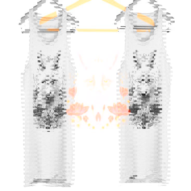 狐 アニマル柄 モチーフ 図面 イラスト 自然 狐 タンクトップ