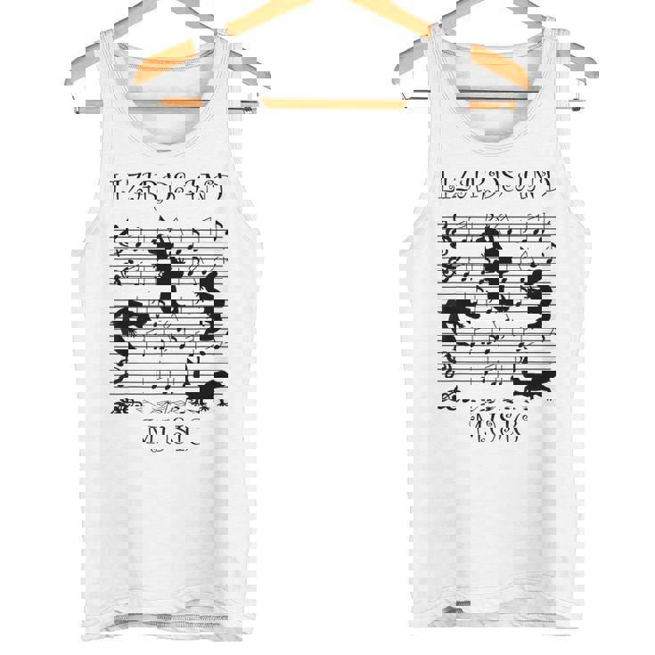 音楽とトカゲ ヤモリ ミュージシャン 爬虫類 タンクトップ