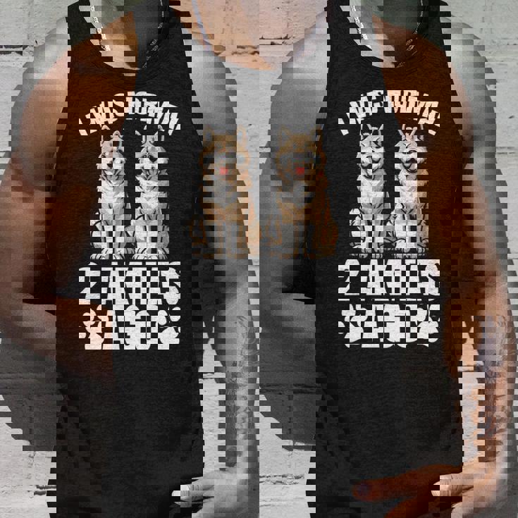 2 秋田犬前は普通だった 面白い秋田犬愛好家 長袖tシャツ タンクトップ 彼への贈り物