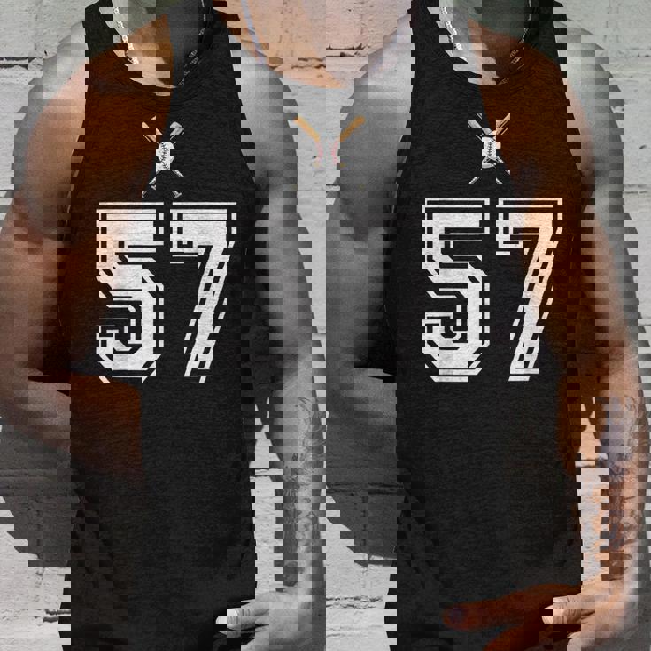 57 番 野球スタイル ヴィンテージホワイト タンクトップ 彼への贈り物