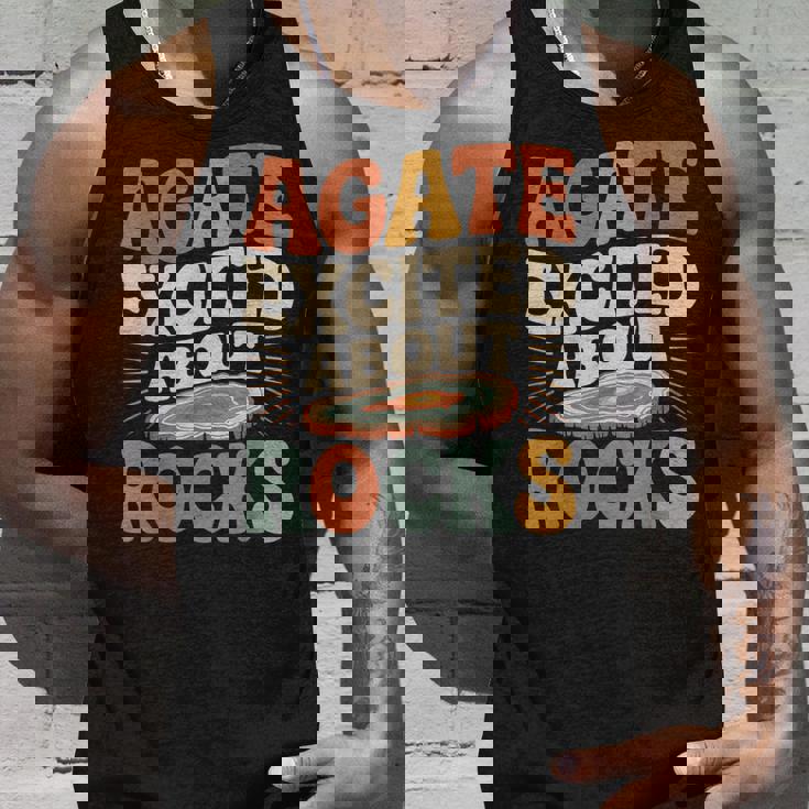 Agate Excited About Rocks ロック地質学オタク タンクトップ 彼への贈り物