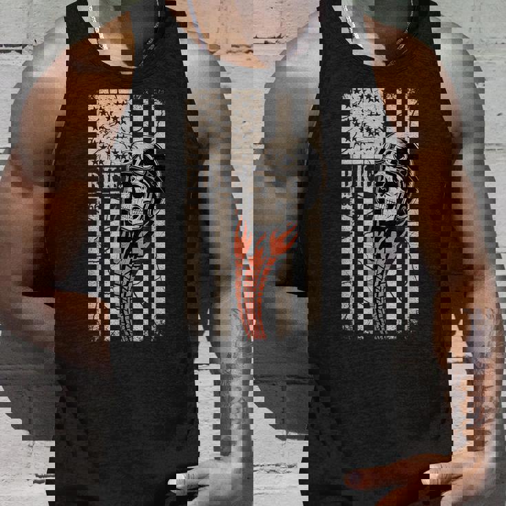 Biker Skull Vintage Art With Flames And American Flag Tank Top Gifts for Him