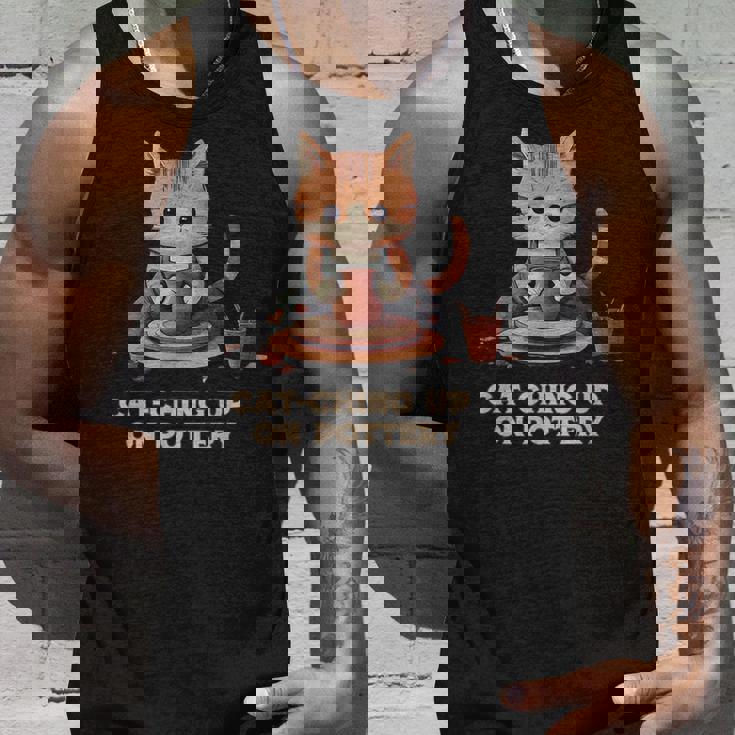 Cat-Ching Up On Pottery 面白い猫好きデザイン タンクトップ 彼への贈り物