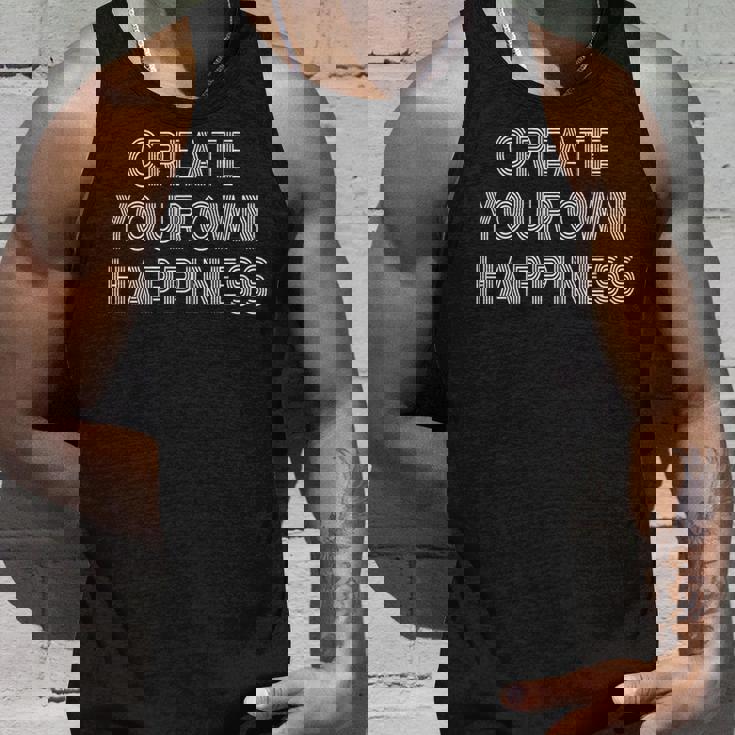 Create Own Happiness モチベーションを高める引用句 インスピレーションの言葉 長袖tシャツ タンクトップ 彼への贈り物