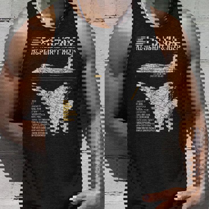 F-15イーグル航空機の設計図ジェット戦闘機データ タンクトップ 彼への贈り物