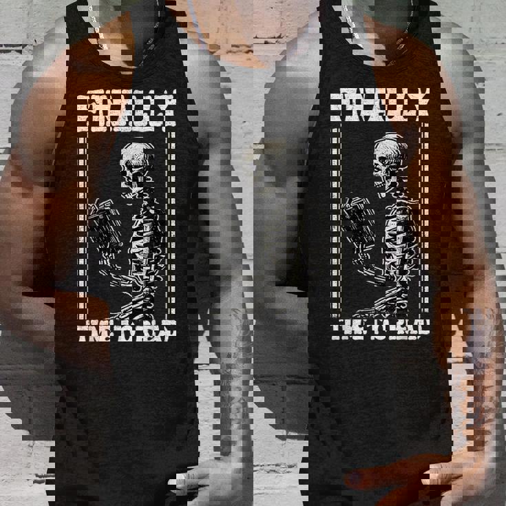 Finally Time To Read Book Lover Bookworm スケルトン 面白い本 タンクトップ 彼への贈り物