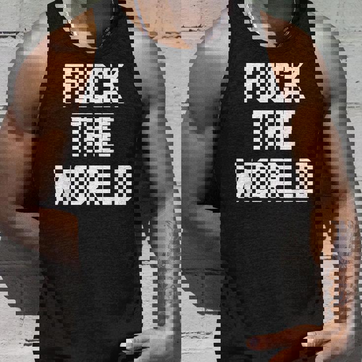 Fuck The World 面白いことわざ 皮肉なかわいいクールなノベルティ タンクトップ 彼への贈り物