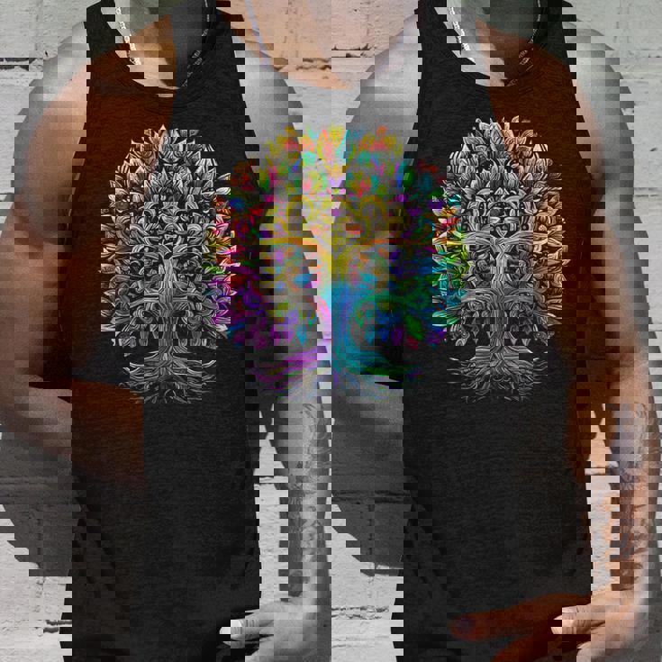 Full Foliage Tree Of Life 葉がいっぱいのレインボー生命の木 タンクトップ 彼への贈り物