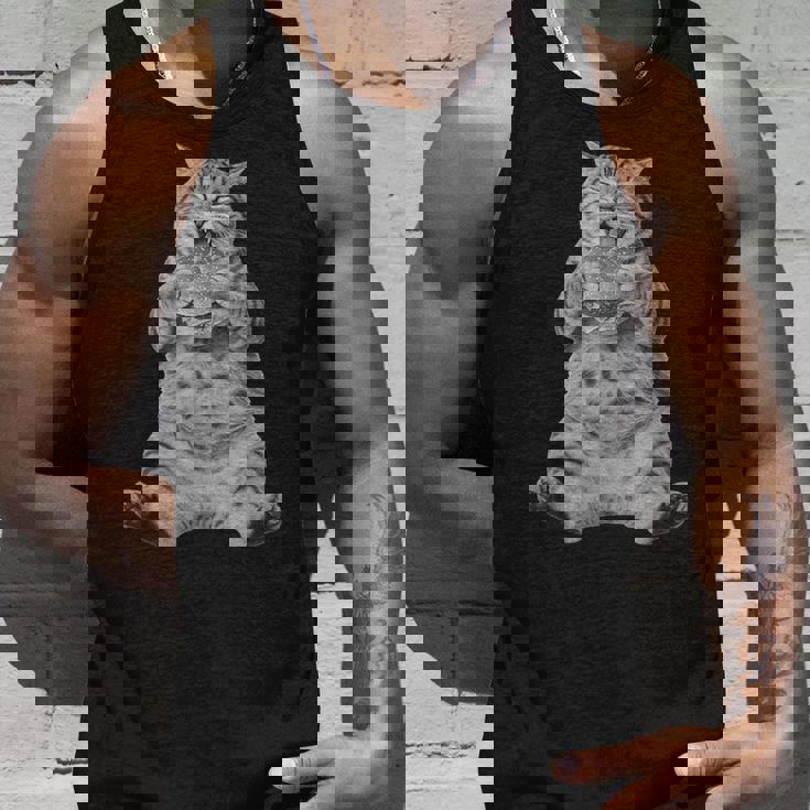 Ai ヴィンテージ チョンク 猫 食べる ハンバーガー ミーム 食べ物 ユーモア タンクトップ 彼への贈り物