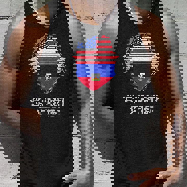 Half American Half Haitian Usa Haiti Flag メンズ レディース タンクトップ 彼への贈り物