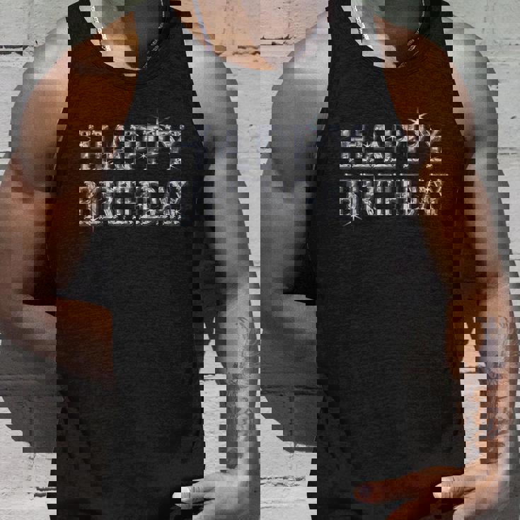 Happy Birthday ハッピーバースデー【ダイヤモンドip フォント】お誕生日 キラキラ 面白い タンクトップ 彼への贈り物