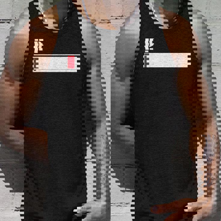 Hpが残りわずか 体力がない 限界 おもしろ ユーモア ゲーム Hpバー 黒 他カラー メンズ レディース 大きいサイズ タンクトップ 彼への贈り物