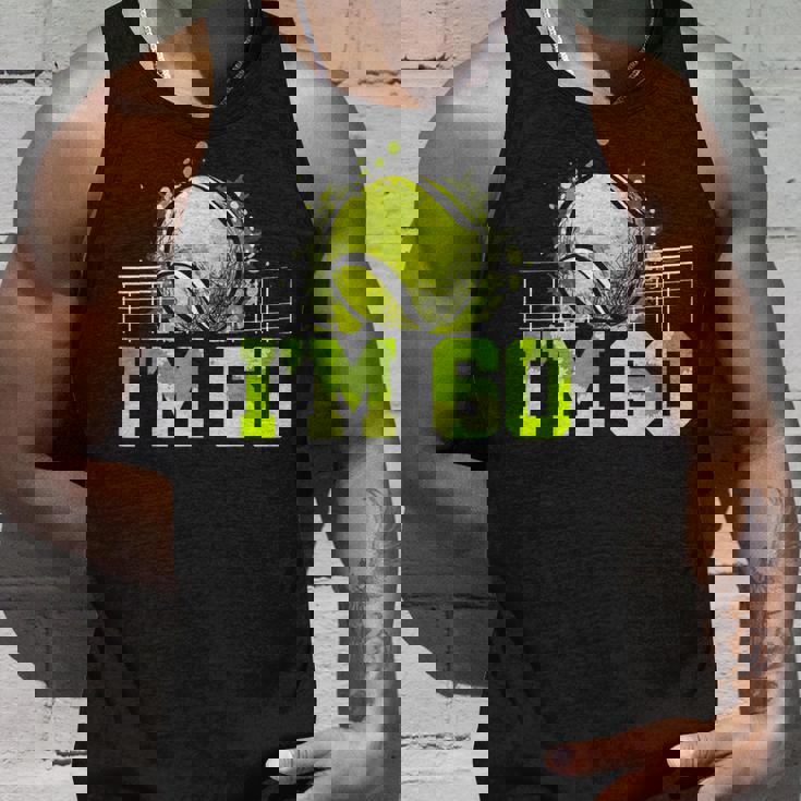 I'm 60 ラケット スポーツ テニス 選手 大人 還暦 タンクトップ 彼への贈り物