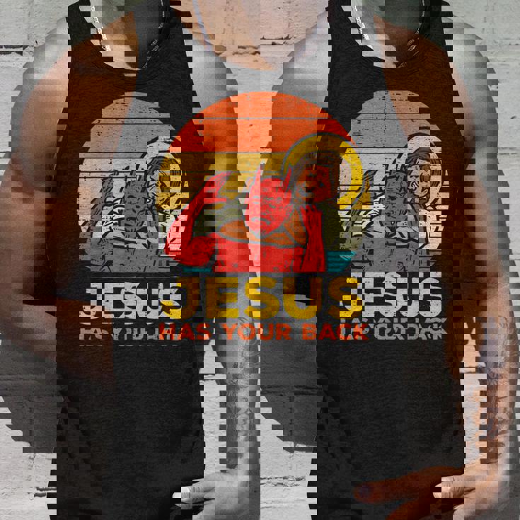 Jesus Has Your Back Jiu Jitsu レトロ クリスチャン メンズ レディース キッズ タンクトップ 彼への贈り物