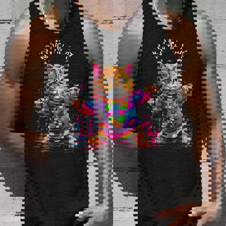 Koaya アリゾナ 踊る猫 カラフル かわいい キティ デザイン 長袖tシャツ タンクトップ 彼への贈り物