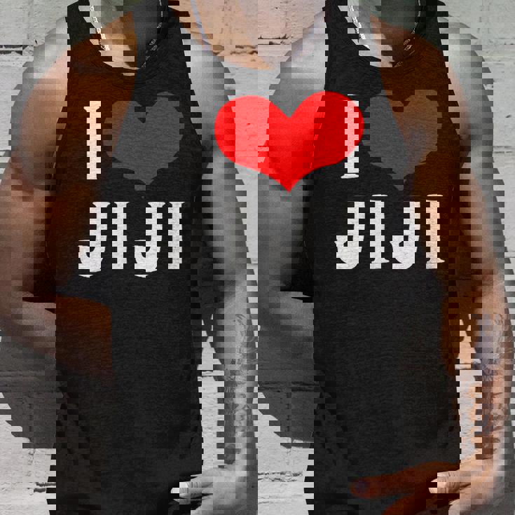 I Love Jiji 愛 ハート じーじ じいじ おじいさん 父の日 家族 家族写真 記念写真 おもしろ かわいい タンクトップ 彼への贈り物